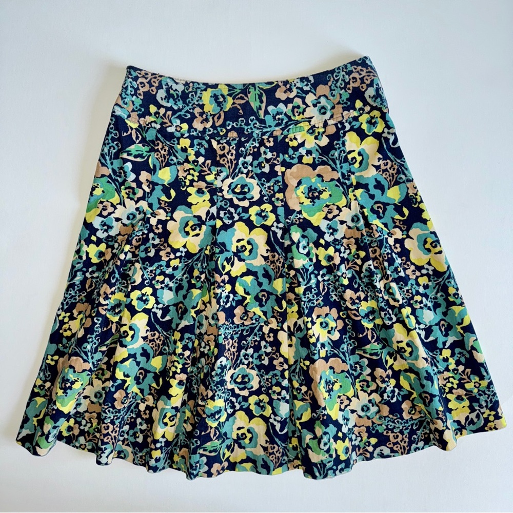 Liz Claiborne Floral Corduroy Pleated A-Line Skirt Size 4 Vibrant Maximalist